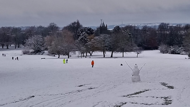 5 Locke Park with snowman and St Edwards